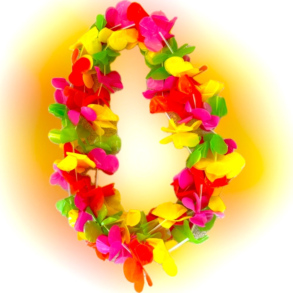 3 BRIGHT FLORAL HAWAIIAN LEIS HULA LUAU BEACH POOL PARTY NECKLACE SOFT 38” LEI